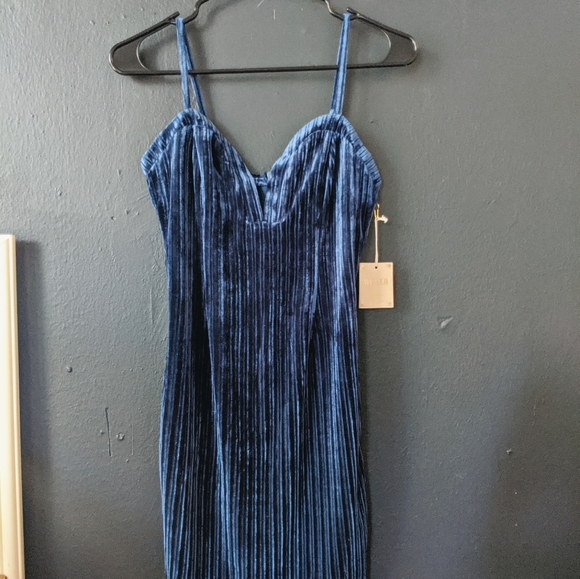 Blue Velvet Mini Dress - Picture 7 of 7